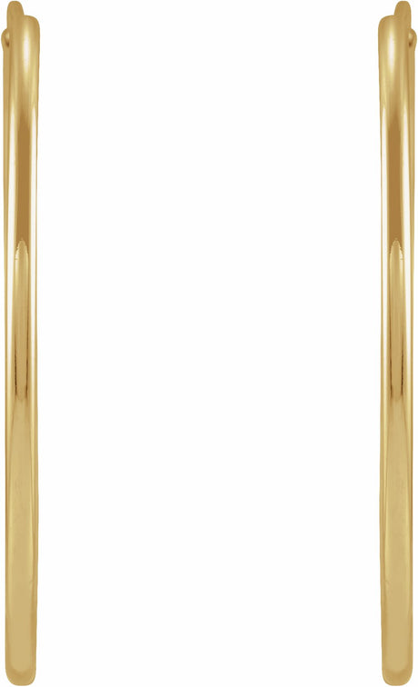 14K Yellow Gold Flexible Endless Tube 25 mm Hoop Earrings