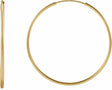 14K Yellow Gold Flexible Endless Tube 30 mm Hoop Earrings