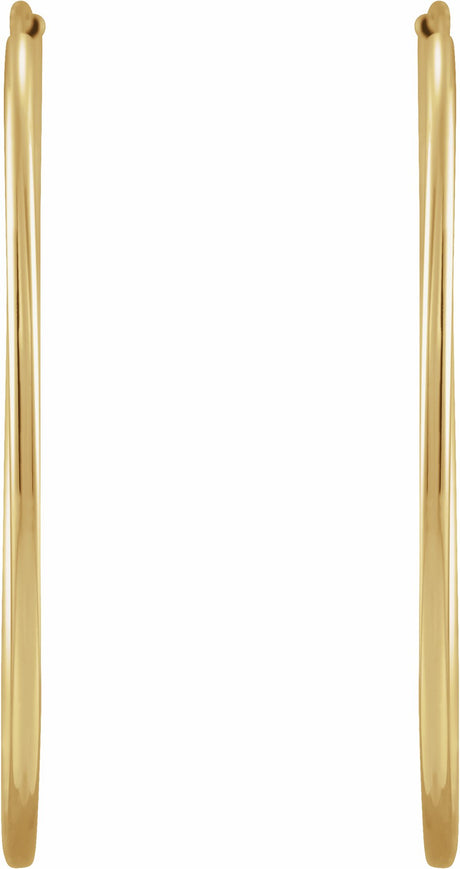14K Yellow Gold Flexible Endless Tube 30 mm Hoop Earrings
