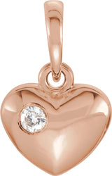 14K Rose .03 CT Natural Diamond Heart Pendant
