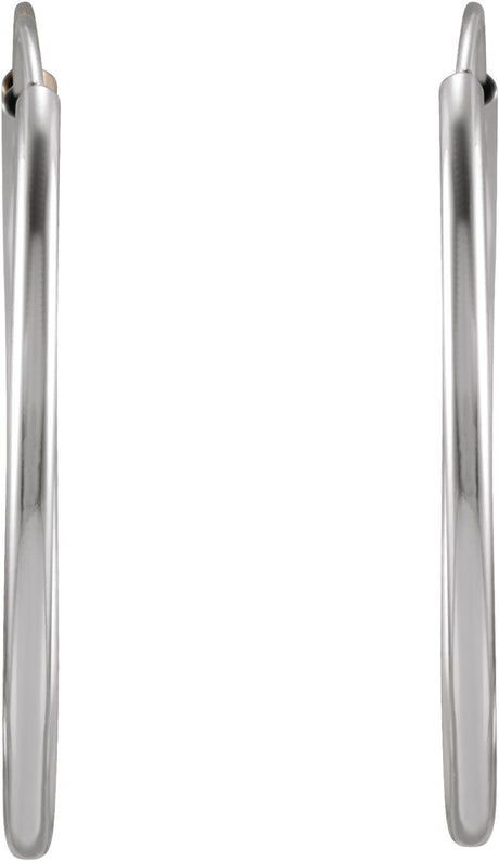 14K White Gold Flexible Endless Tube 20 mm Hoop Earrings