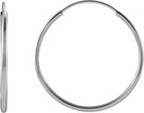 14K White Flexible Endless Tube 20 mm Hoop Earrings