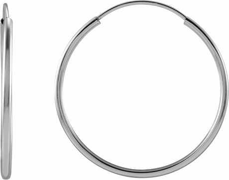 14K White Flexible Endless Tube 20 mm Hoop Earrings