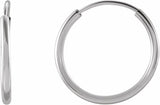 14K White Gold Flexible Endless Tube 12 mm Hoop Earrings