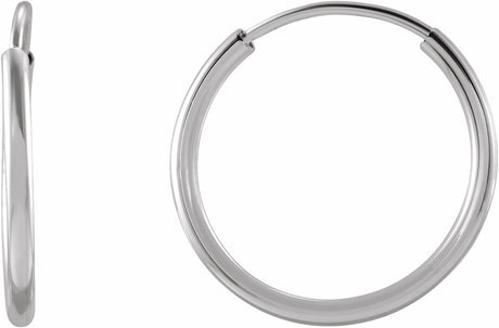 14K White Gold Flexible Endless Tube 12 mm Hoop Earrings