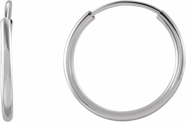 14K White Gold Flexible Endless Tube 12 mm Hoop Earrings
