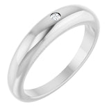 14K White .03 CT Natural Diamond Petite Dome Ring
