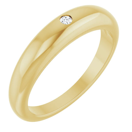 14K Yellow Gold .03 CT Natural Diamond Petite Dome Ring
