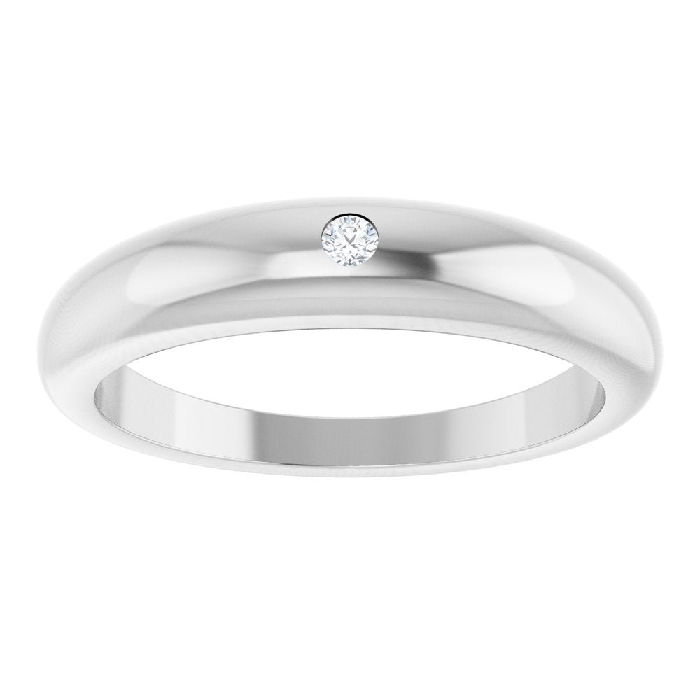 14K White .03 CT Natural Diamond Petite Dome Ring