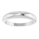 Sterling Silver .03 CT Natural Diamond Petite Dome Ring