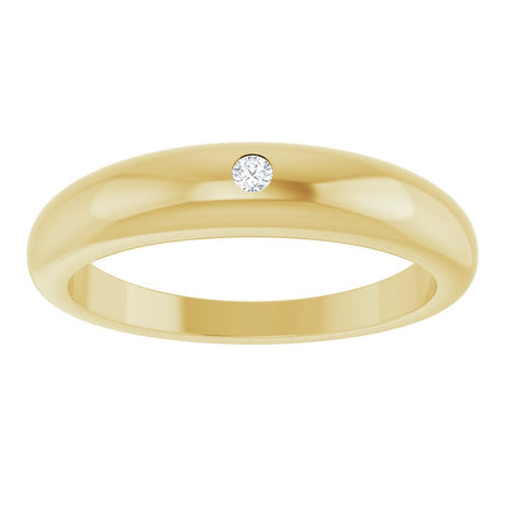 14K Yellow Gold .03 CT Natural Diamond Petite Dome Ring
