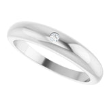 14K White .03 CT Natural Diamond Petite Dome Ring