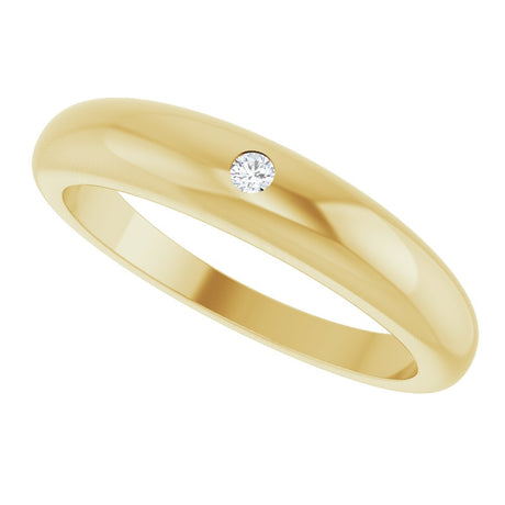 14K Yellow .03 CT Natural Diamond Petite Dome Ring