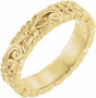 14K Yellow Gold 4.2 mm Floral Flat Band Size 7