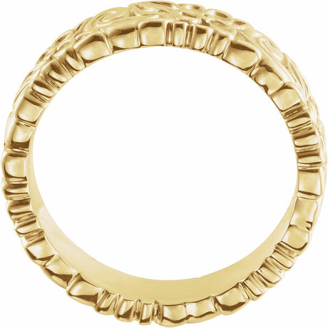 14K Yellow Gold 4.2 mm Floral Flat Band Size 7