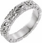 Continuum Sterling Silver 4 mm Floral Flat Band Size 6.5