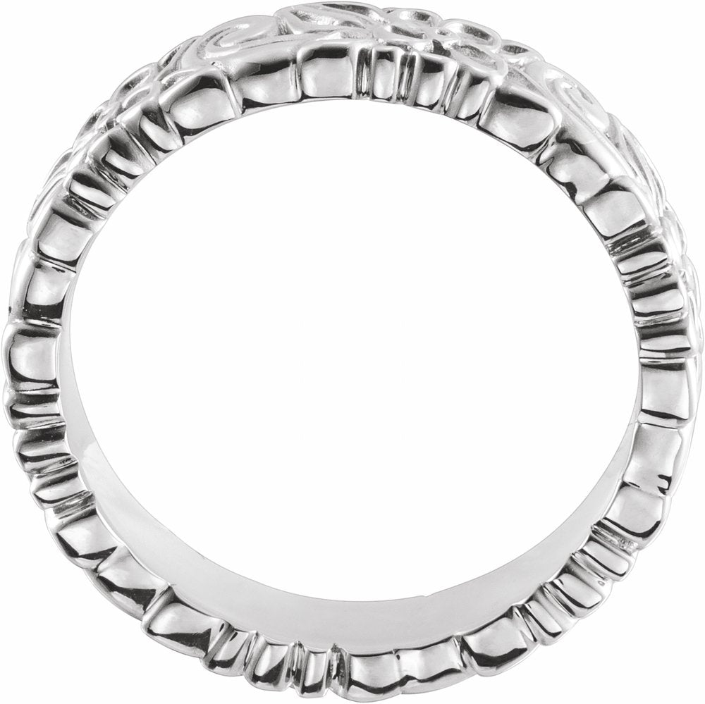 14K White Gold 4.2 mm Floral Flat Band Size 7