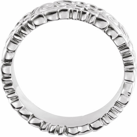 Continuum Sterling Silver 4 mm Floral Flat Band Size 6.5