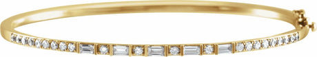 14K Yellow Gold 1 CTW Natural Diamond 7" Bangle Bracelet