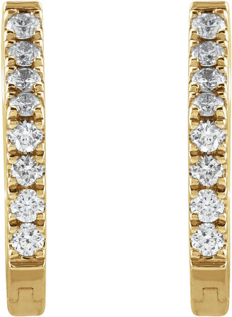 14K Yellow Gold 1/8 CTW Natural Diamond Geometric Hinged Huggie Earrings