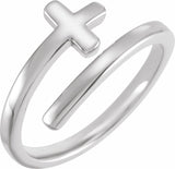 Sterling Silver Engravable Sideways Cross Ring