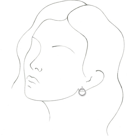 14K White Circle Dangle Earrings