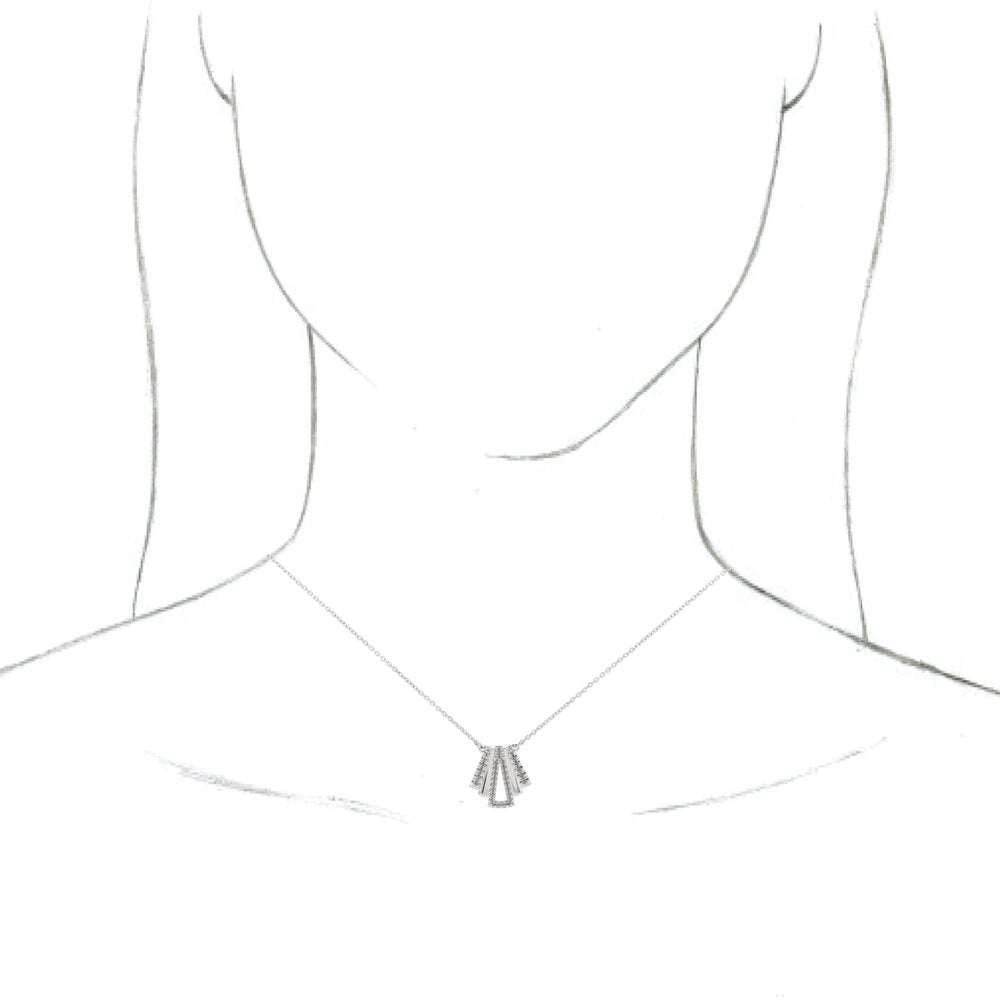 14K White Gold 1/4 CTW Natural Diamond Art Deco 18" Necklace