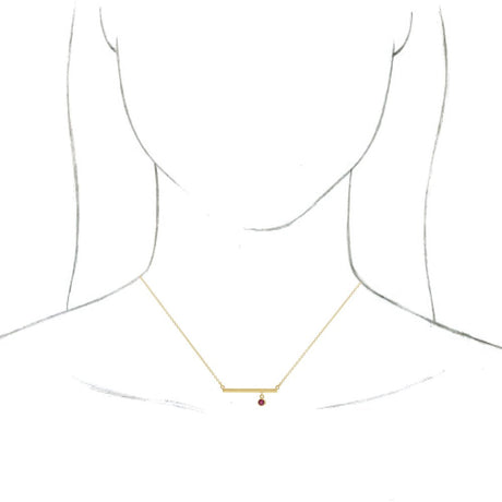 14K Yellow Lab-Grown Ruby Bezel-Set Bar 16" Necklace