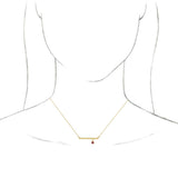 14K Yellow Lab-Grown Ruby Bezel-Set Bar 16" Necklace