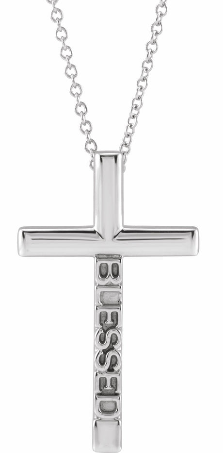 Sterling Silver Blessed Cross 16-18" Necklace