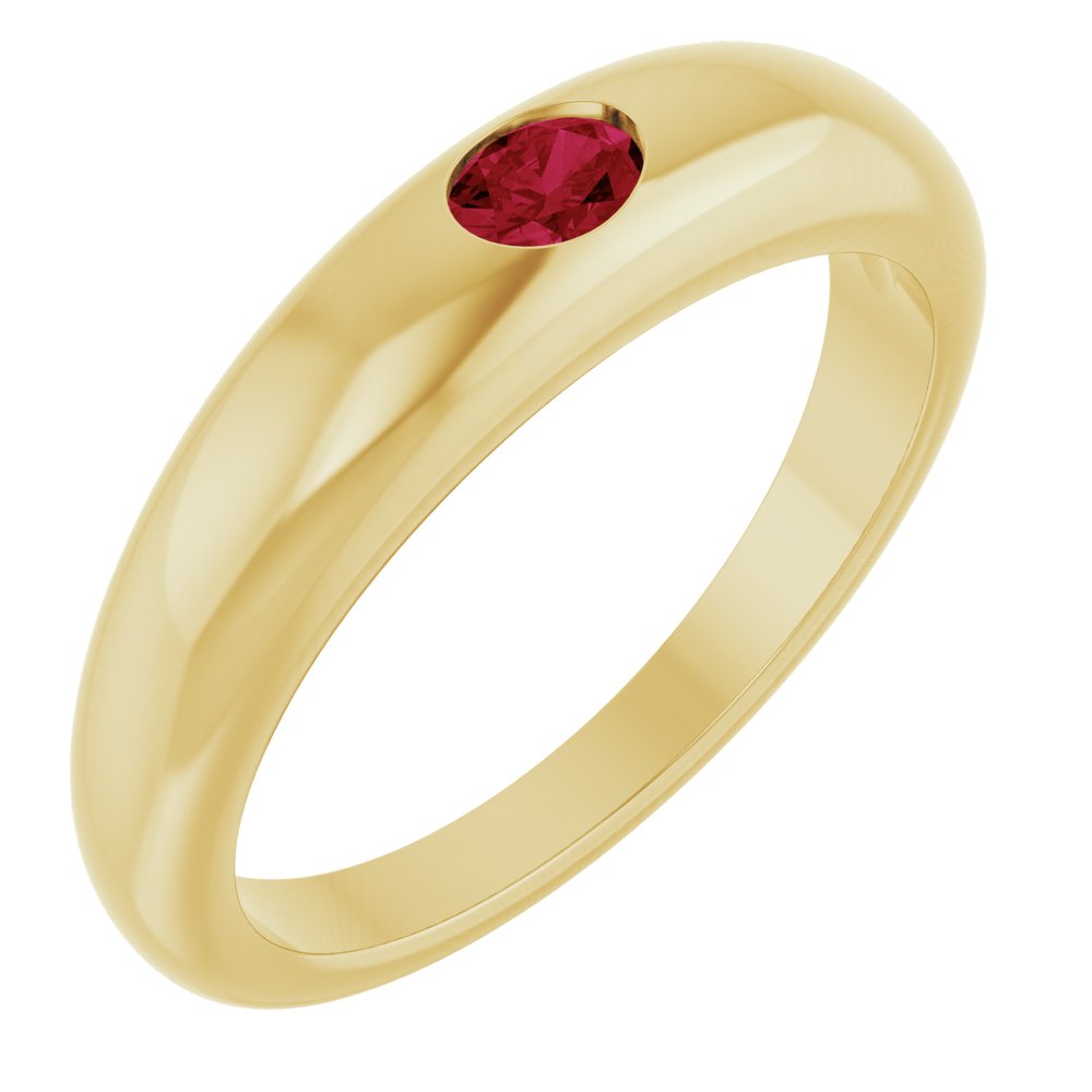 14K Yellow Natural Ruby Dome Ring