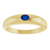 14K Yellow Natural Blue Sapphire Dome Ring