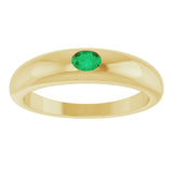 14K Yellow Natural Emerald Dome Ring