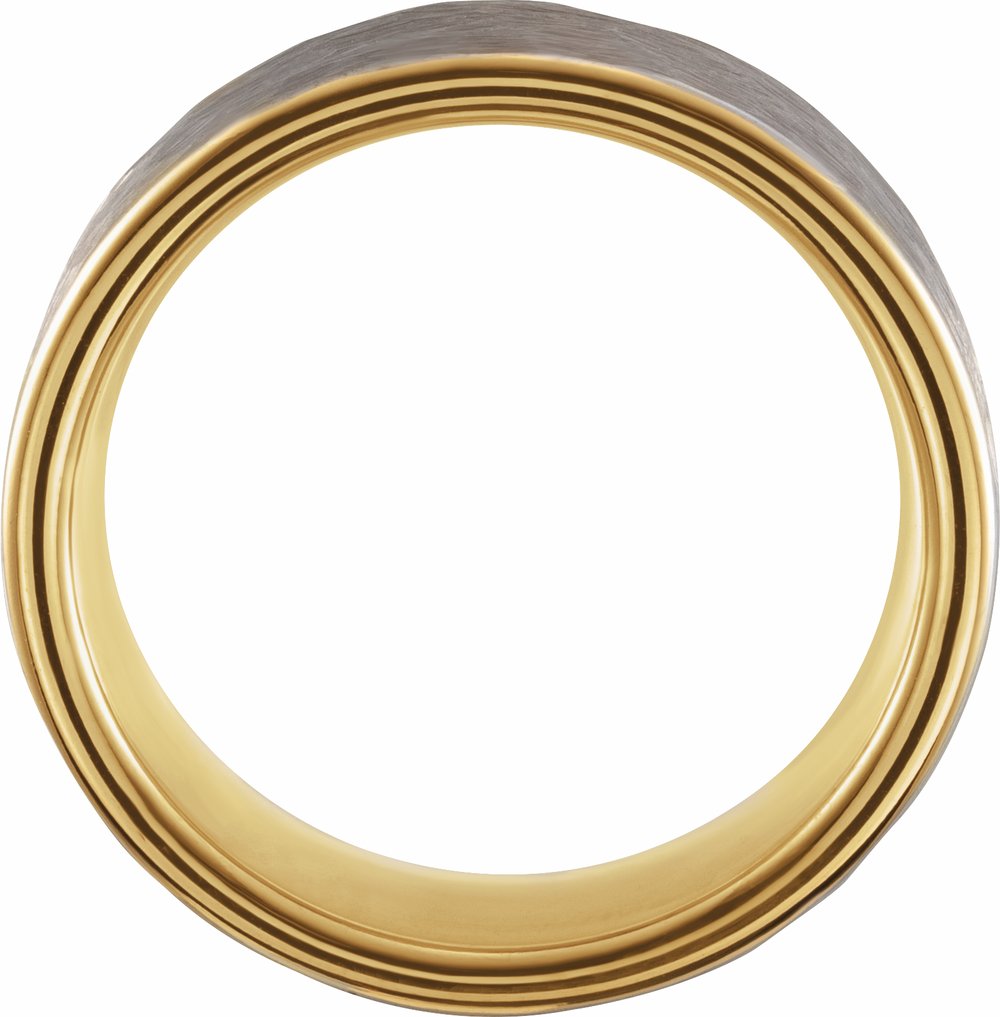 18K Yellow Gold PVD Tungsten 8 mm Flat Hammered Band