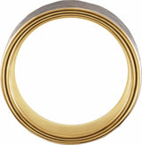 18K Yellow Gold PVD Tungsten 8 mm Flat Hammered Band Size 9