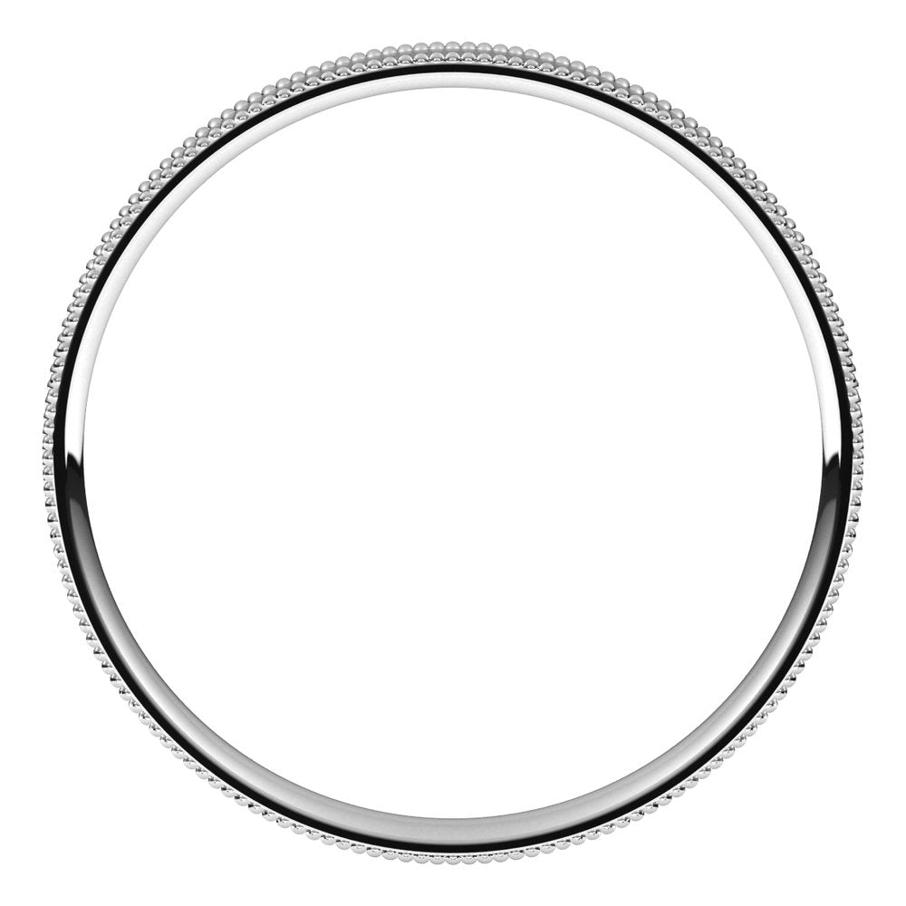 14K White Gold 2 mm Milgrain Comfort-Fit Flat Band Size 6