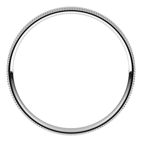 14K White Gold 2 mm Milgrain Comfort-Fit Flat Band Size 6
