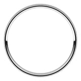 14K White Gold 2 mm Milgrain Comfort-Fit Flat Band Size 6