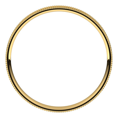 14K Yellow Gold 2 mm Milgrain Comfort-Fit Flat Band Size 5