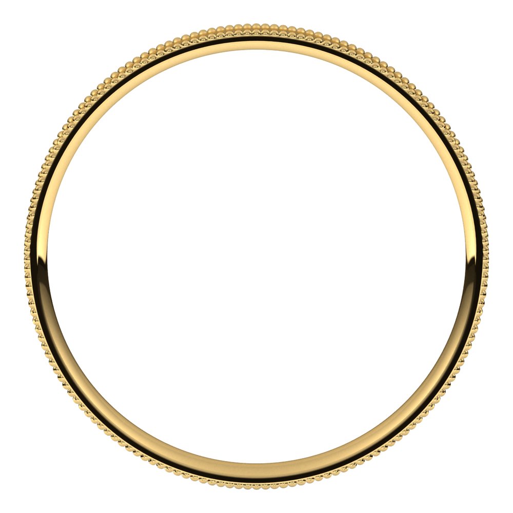 14K Yellow Gold 2 mm Milgrain Comfort-Fit Flat Band Size 5