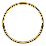 14K Yellow Gold 2 mm Milgrain Comfort-Fit Flat Band Size 5