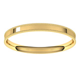 14K Yellow 2 mm Milgrain Comfort-Fit Flat Band Size 5