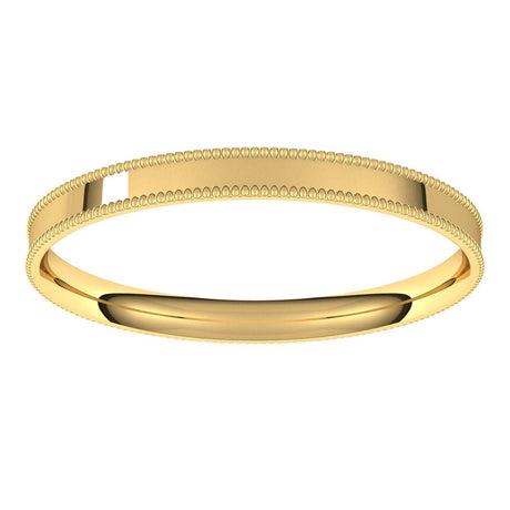 14K Yellow 2 mm Milgrain Comfort-Fit Flat Band Size 5