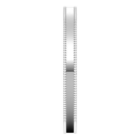 14K White Gold 2 mm Milgrain Comfort-Fit Flat Band Size 6