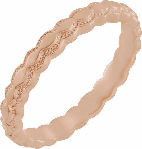 14K Rose 2.9 mm Textured Band Size 5