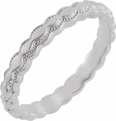 14K White Gold 2.9 mm Textured Band Size 7