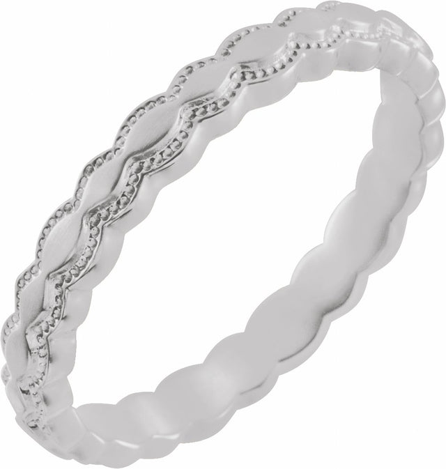 14K White Gold 2.9 mm Textured Band Size 7
