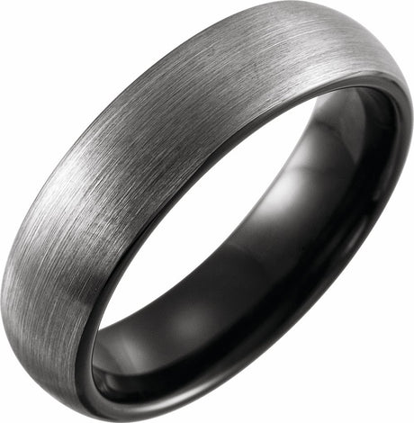 Black PVD Tungsten 6 mm Comfort-Fit Half Round Band Size 8
