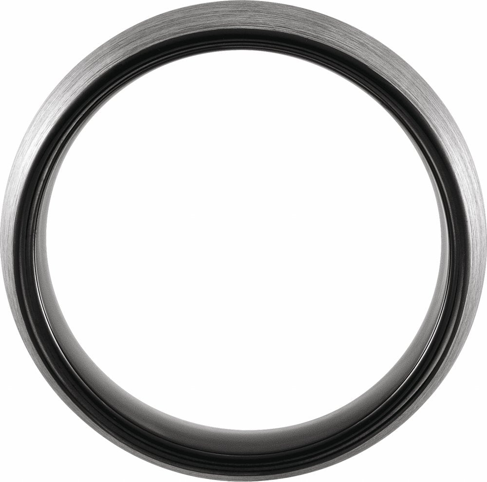 Black PVD Tungsten 6 mm Half Round Satin Band