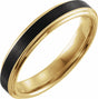 18K Yellow Gold PVD & Black PVD Tungsten 4 mm Stepped-Edge Comfort-Fit Flat Band Size 7